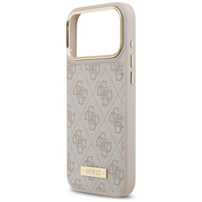 Etui MagSafe dla Apple iPhone 17 Pro Max, Guess, 4G Logo Plate, Różowy
