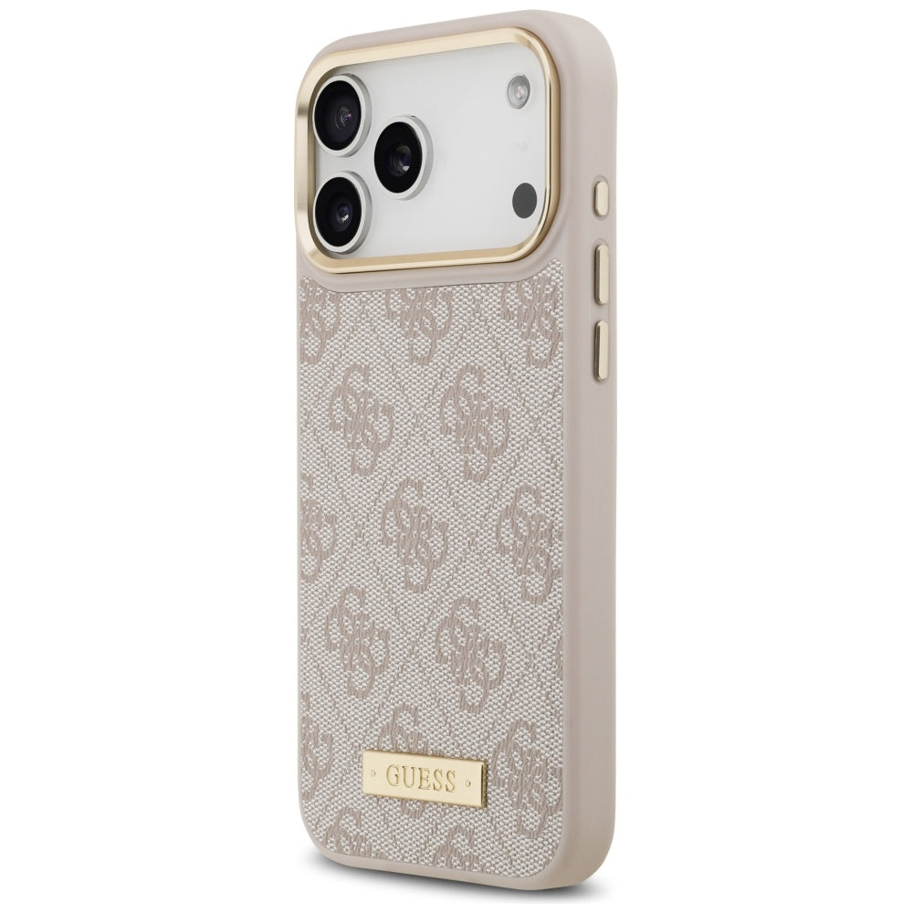 Etui MagSafe dla Apple iPhone 17 Pro Max, Guess, 4G Logo Plate, Różowy