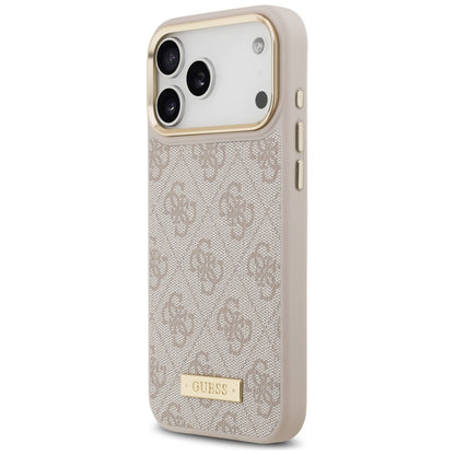 Etui MagSafe dla Apple iPhone 17 Pro Max, Guess, 4G Logo Plate, Różowy