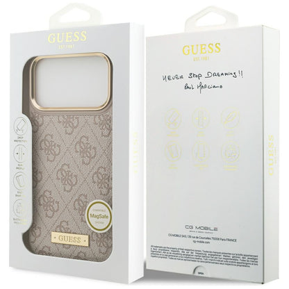 Etui MagSafe dla Apple iPhone 17 Pro Max, Guess, 4G Logo Plate, Różowy