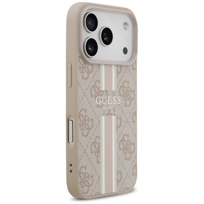Etui MagSafe dla Apple iPhone 17 Pro Max, Guess, 4G Printed Stripes, Różowy
