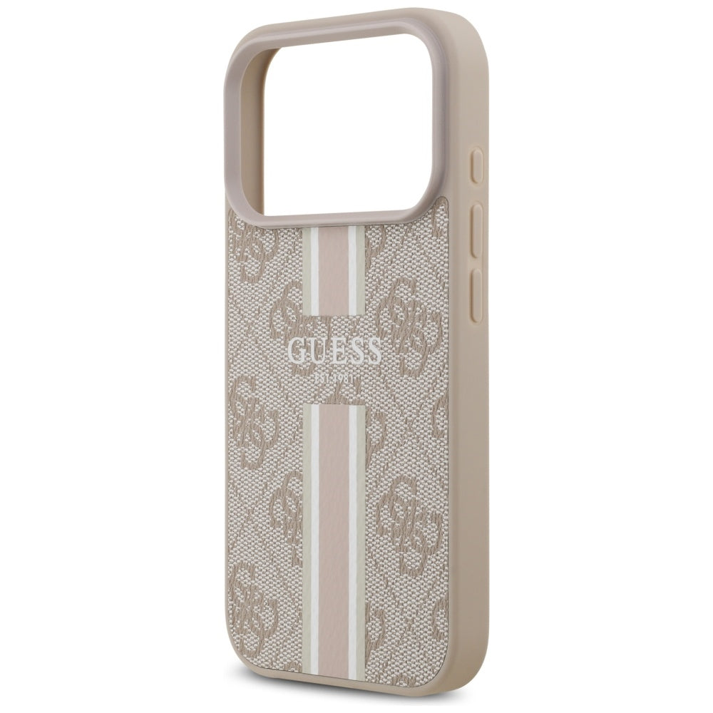 Etui MagSafe dla Apple iPhone 17 Pro Max, Guess, 4G Printed Stripes, Różowy