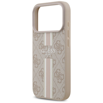 Etui MagSafe dla Apple iPhone 17 Pro Max, Guess, 4G Printed Stripes, Różowy
