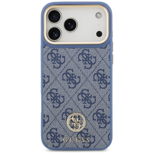 Etui MagSafe dla Apple iPhone 17 Pro Max, Guess, 4G Strass Logo with Big Strap, Niebieskie