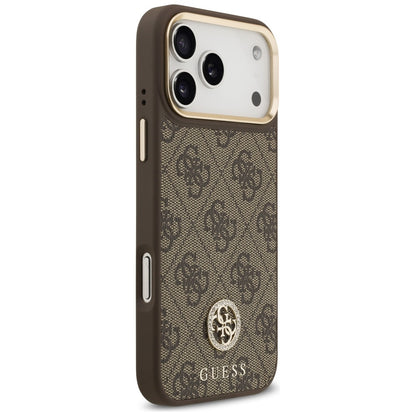 Etui MagSafe dla Apple iPhone 17 Pro Max, Guess, 4G Strass Logo with Big Strap, Brązowy