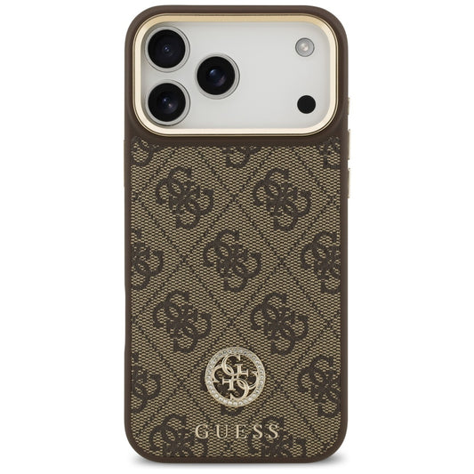 Etui MagSafe dla Apple iPhone 17 Pro Max, Guess, 4G Strass Logo with Big Strap, Brązowy