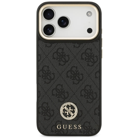 Etui MagSafe dla Apple iPhone 17 Pro Max, Guess, 4G Strass Logo with Big Strap, Czarne