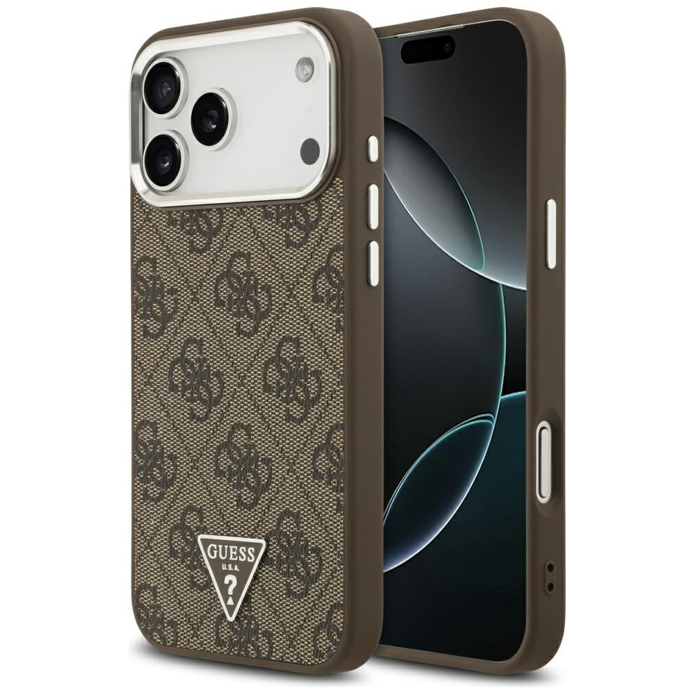 Etui MagSafe dla Apple iPhone 17 Pro Max, Guess, logo 4G Triangle, brązowy
