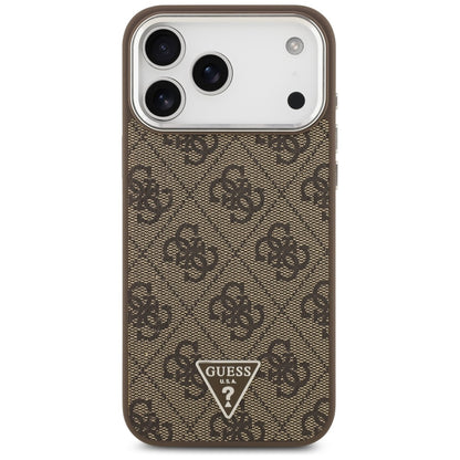 Etui MagSafe dla Apple iPhone 17 Pro Max, Guess, logo 4G Triangle, brązowy