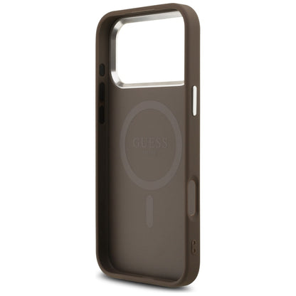Etui MagSafe dla Apple iPhone 17 Pro Max, Guess, logo 4G Triangle, brązowy