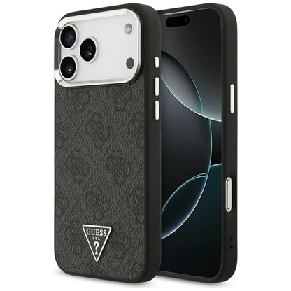 Etui MagSafe dla Apple iPhone 17 Pro Max, Guess, 4G Triangle Logo, Czarne Srebrne