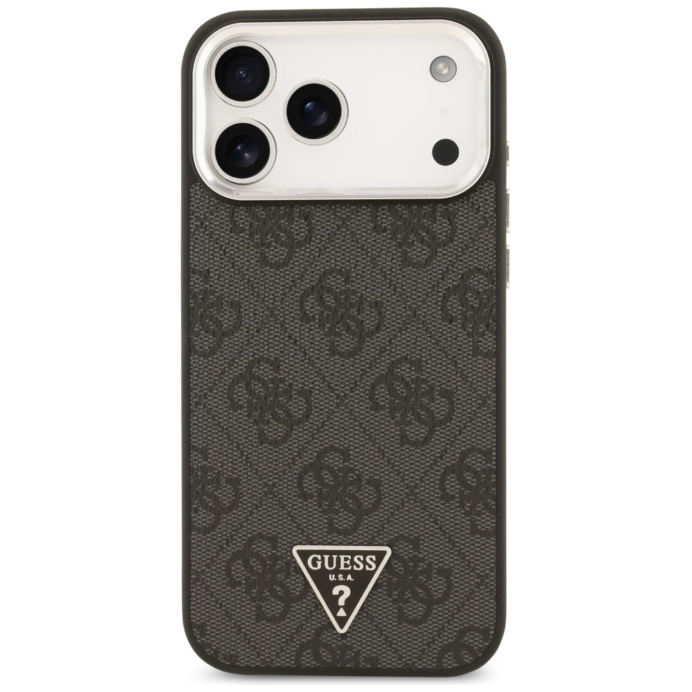 Etui MagSafe dla Apple iPhone 17 Pro Max, Guess, 4G Triangle Logo, Czarne Srebrne