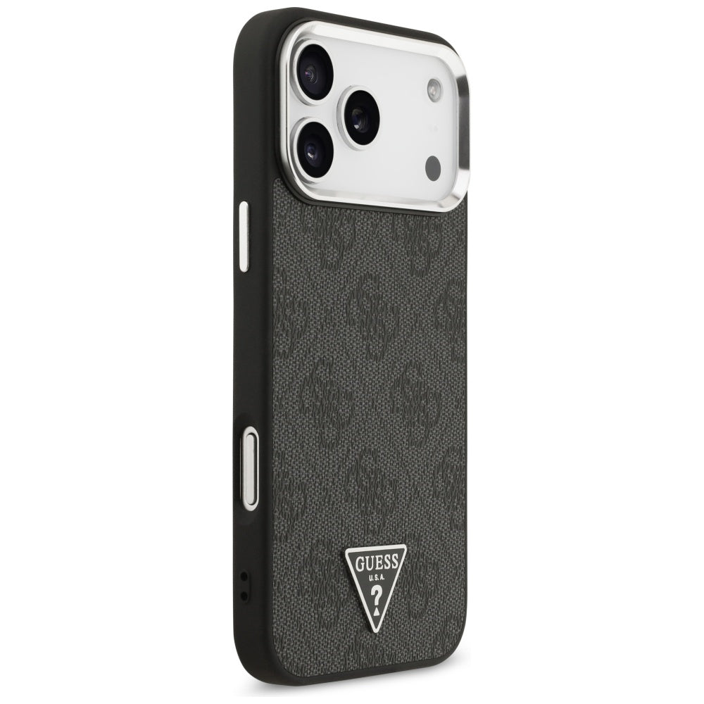 Etui MagSafe dla Apple iPhone 17 Pro Max, Guess, 4G Triangle Logo, Czarne Srebrne