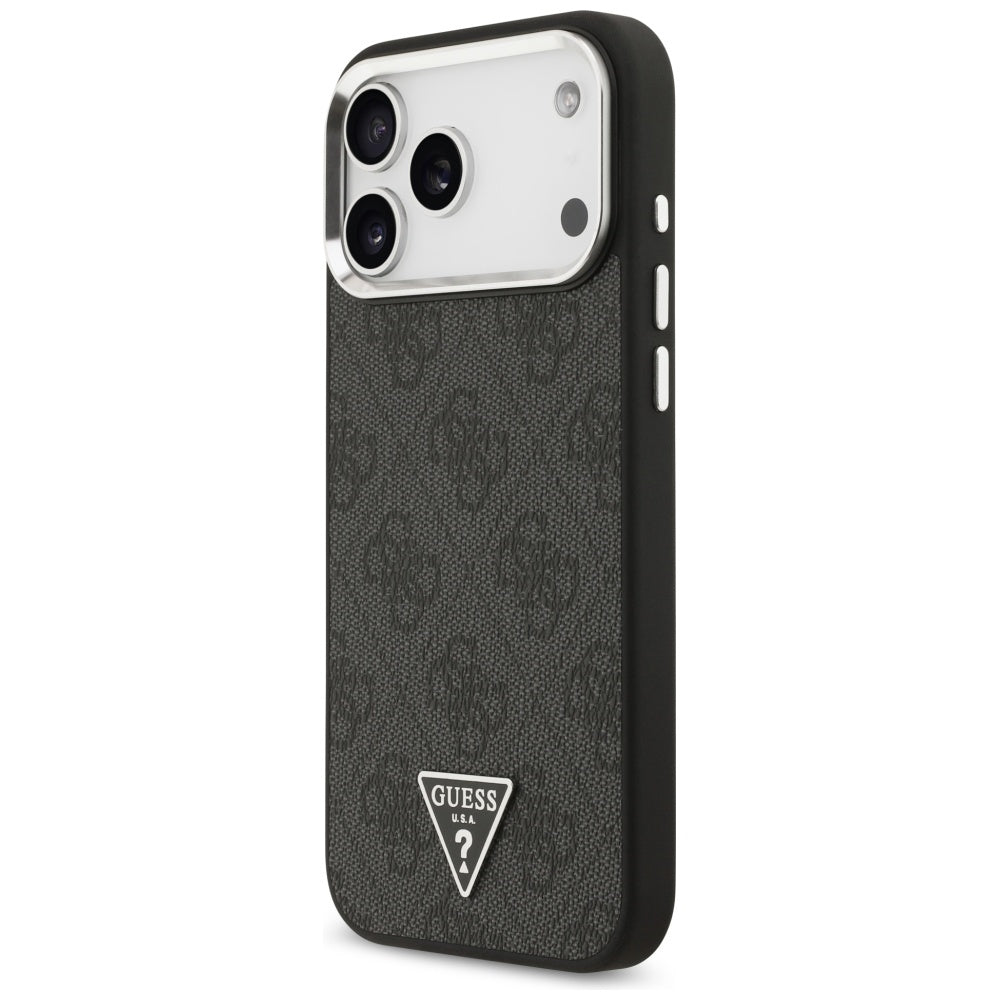 Etui MagSafe dla Apple iPhone 17 Pro Max, Guess, 4G Triangle Logo, Czarne Srebrne