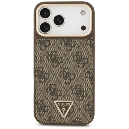 Etui MagSafe dla Apple iPhone 17 Pro Max, Guess, 4G Triangle Logo with Big Strap, Brązowy