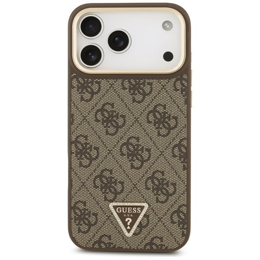 Etui MagSafe dla Apple iPhone 17 Pro Max, Guess, 4G Triangle Logo with Big Strap, Brązowy