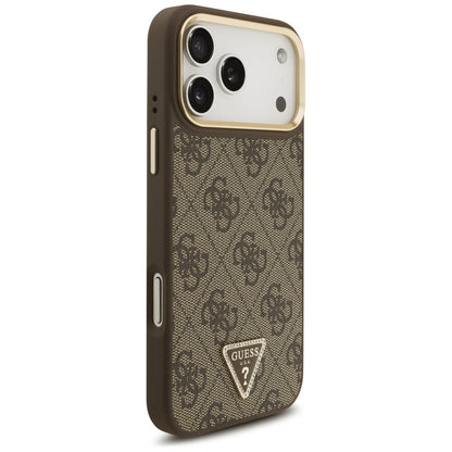 Etui MagSafe dla Apple iPhone 17 Pro Max, Guess, 4G Triangle Logo with Big Strap, Brązowy