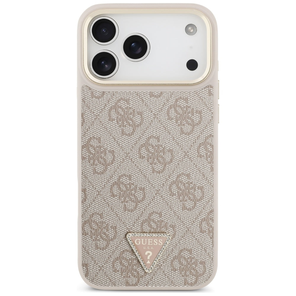 Etui MagSafe dla Apple iPhone 17 Pro Max, Guess, 4G Triangle Logo with Big Strap, Różowy
