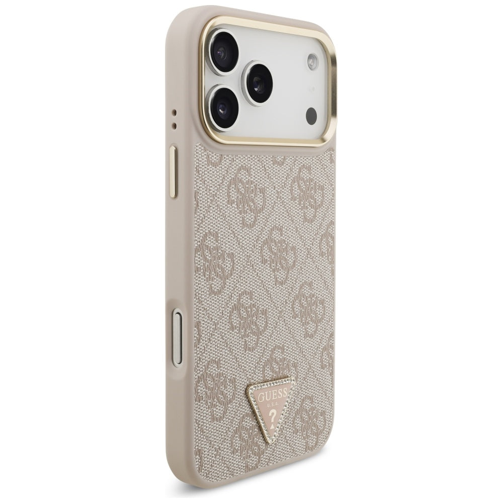 Etui MagSafe dla Apple iPhone 17 Pro Max, Guess, 4G Triangle Logo with Big Strap, Różowy