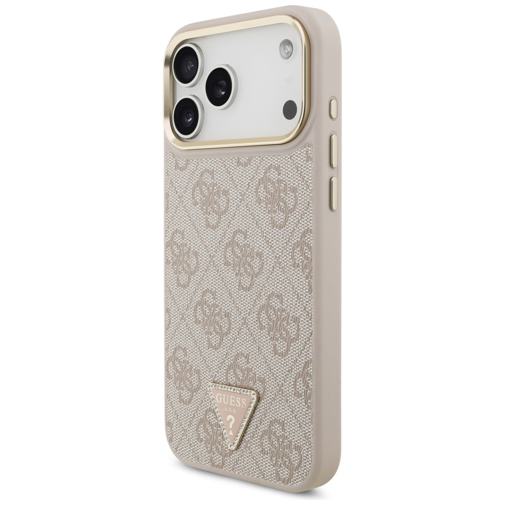 Etui MagSafe dla Apple iPhone 17 Pro Max, Guess, 4G Triangle Logo with Big Strap, Różowy