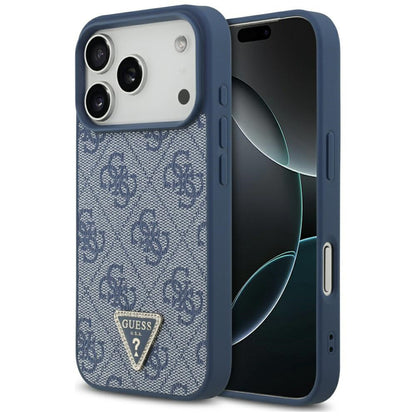 Etui MagSafe dla Apple iPhone 17 Pro Max, Guess, 4G Triangle Strass, Niebieskie