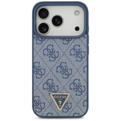 Etui MagSafe dla Apple iPhone 17 Pro Max, Guess, 4G Triangle Strass, Niebieskie