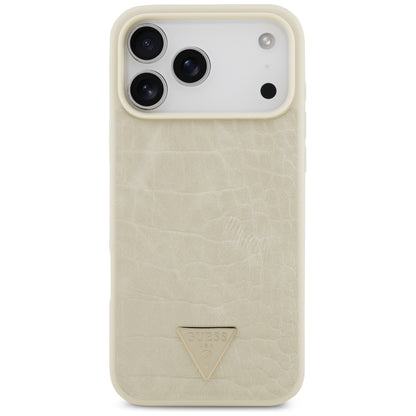 Etui MagSafe dla Apple iPhone 17 Pro Max, Guess, Croco Triangle Logo, Złote