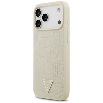 Etui MagSafe dla Apple iPhone 17 Pro Max, Guess, Croco Triangle Logo, Złote