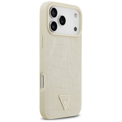 Etui MagSafe dla Apple iPhone 17 Pro Max, Guess, Croco Triangle Logo, Złote