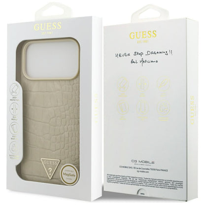 Etui MagSafe dla Apple iPhone 17 Pro Max, Guess, Croco Triangle Logo, Złote