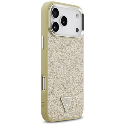 Etui MagSafe dla Apple iPhone 17 Pro Max, Guess, Glitter Triangle Logo, Złote