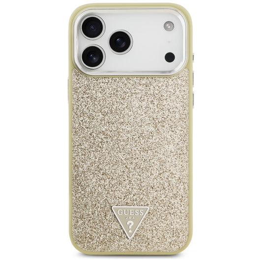 Etui MagSafe dla Apple iPhone 17 Pro Max, Guess, Glitter Triangle Logo, Złote