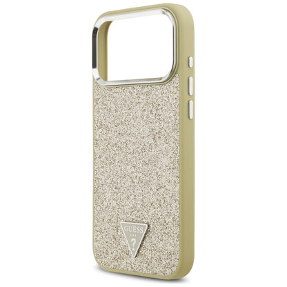 Etui MagSafe dla Apple iPhone 17 Pro Max, Guess, Glitter Triangle Logo, Złote