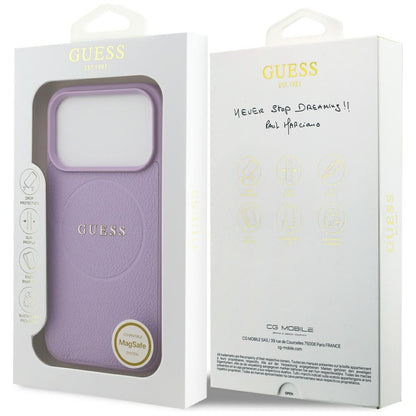 Etui MagSafe dla Apple iPhone 17 Pro Max, Guess, Grained Gold Ring, Fioletowy