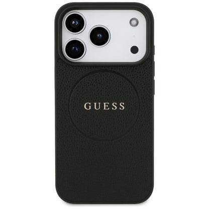 Etui MagSafe dla Apple iPhone 17 Pro Max, Guess, Grained Gold Ring, Czarne