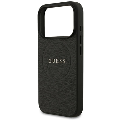 Etui MagSafe dla Apple iPhone 17 Pro Max, Guess, Grained Gold Ring, Czarne