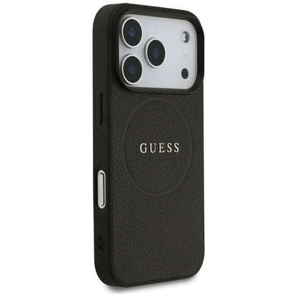 Etui MagSafe dla Apple iPhone 17 Pro Max, Guess, Grained Gold Ring, Czarne