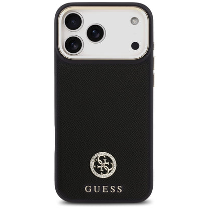MagSafe Case for Apple iPhone 17 Pro Max, Guess, Grained Strass Logo, Black