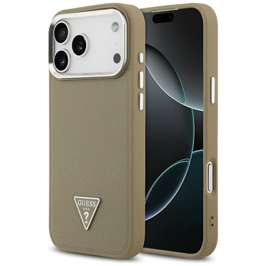 Etui MagSafe dla Apple iPhone 17 Pro Max, Guess, Grained Triangle Logo, Brązowy