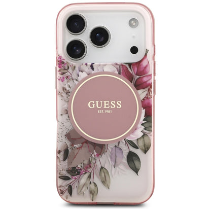 Etui MagSafe dla Apple iPhone 17 Pro Max, Guess, IML Flower & Tonal Circle, Różowy
