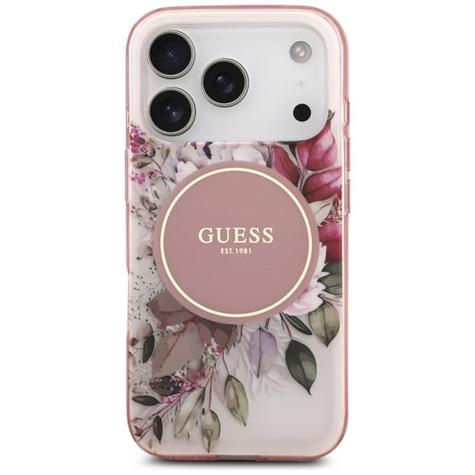Etui MagSafe dla Apple iPhone 17 Pro Max, Guess, IML Flower & Tonal Circle, Różowy