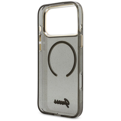 Etui MagSafe dla Apple iPhone 17 Pro Max, Guess, IML Glitter Script Strap, Czarne