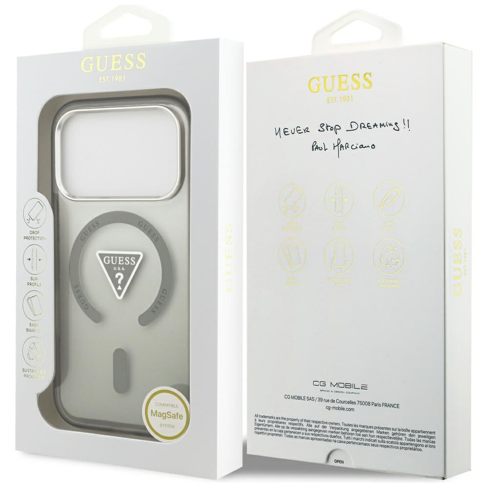 Etui MagSafe dla Apple iPhone 17 Pro Max, Guess, IML Gradient Triangle Logo, Kaki
