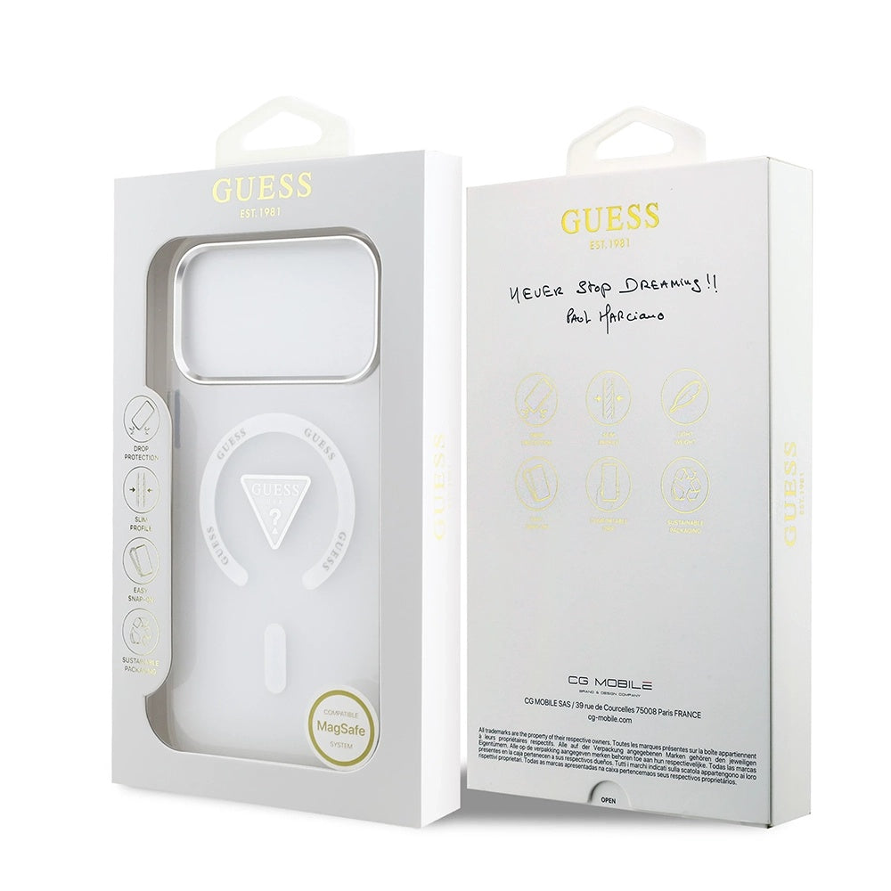 Etui MagSafe dla Apple iPhone 17 Pro Max, Guess, IML Gradient Triangle Logo, Przezroczyste