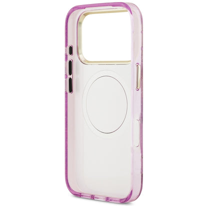 MagSafe Case for Apple iPhone 17 Pro Max, Guess, IML Metal Glitter Flowers Triangle, Purple