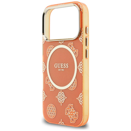 Etui MagSafe dla Apple iPhone 17 Pro Max, Guess, IML Peony Dot, Pomarańczowe