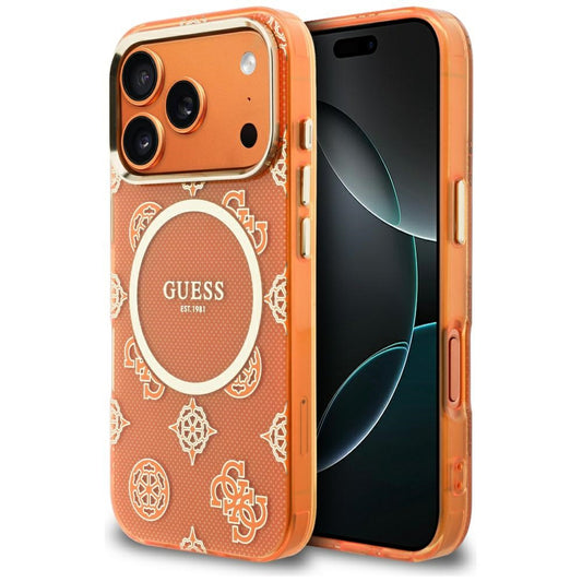 Etui MagSafe dla Apple iPhone 17 Pro Max, Guess, IML Peony Dot, Pomarańczowe