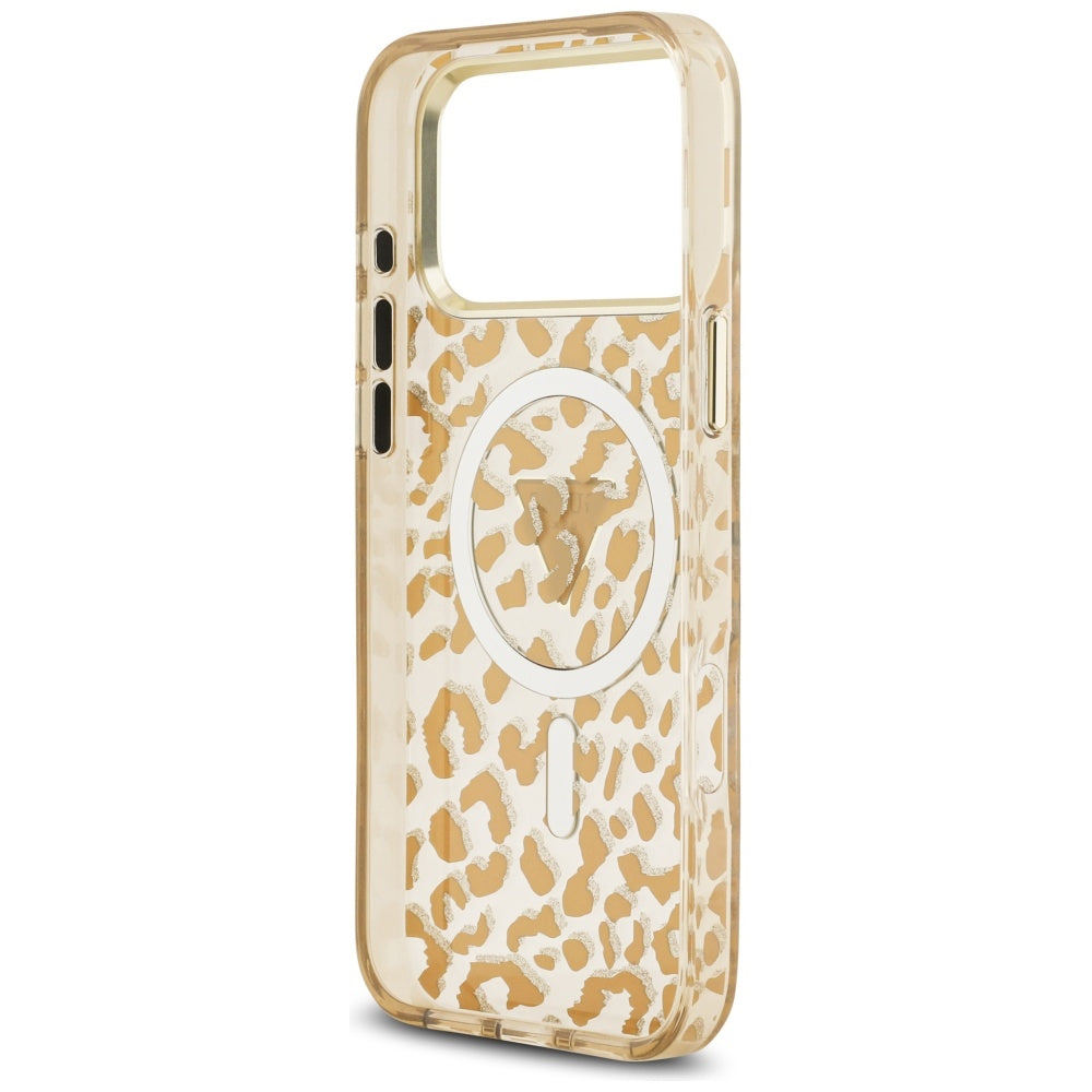 Etui MagSafe dla Apple iPhone 17 Pro Max, Guess, Leopard Glitter, Brązowy