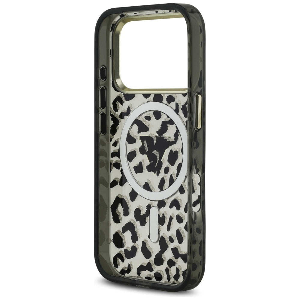 Etui MagSafe dla Apple iPhone 17 Pro Max, Guess, Leopard Glitter, Czarne