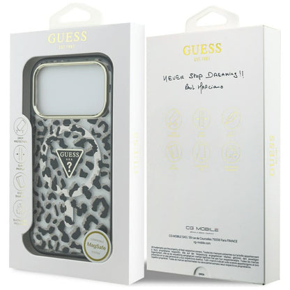 Etui MagSafe dla Apple iPhone 17 Pro Max, Guess, Leopard Glitter, Czarne